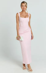 Vestido maxi Karlie - Vestido ajustado con cuello redondo en rosa