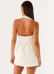 Minivestido Mira con cuello halter - Marfil