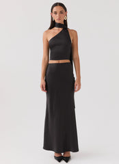 Top de Josefina de satén - Negro