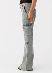 Zephee Flare Jeans - Mezclilla Lavada