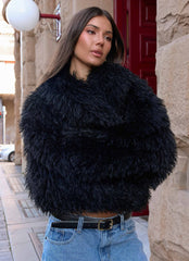 Chaqueta corta de piel sintética Virginia - Negra