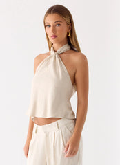 Top de lino Maddox - Avena