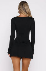 Minivestido de manga larga Be Right Back negro