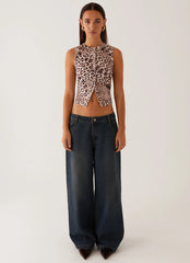 Blair Buttoned Tank Top - Leopard