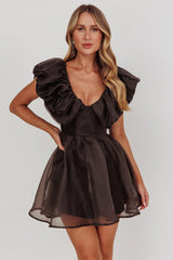 Minivestido Kahlo com Gola Franzida Preto