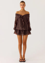 Minivestido Elris de cintura baja - Chocolate frío