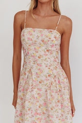 Vestido longo floral rosa Daisy Day com corpete estilo basque