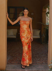 Maxivestido Carmen - Estampado floral atardecer