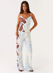 Pantalones Deacon de tiro bajo - Estampado Bloom Wave