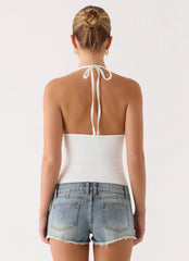 Top corto con cuello halter - Blanco