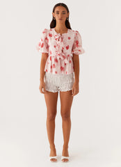 Top con lazo Western Wind - Leopardo Rosa