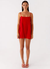 Minivestido com Godês na Barra - Vermelho