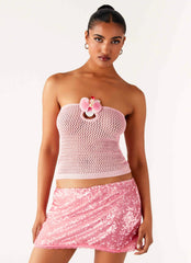 Top de crochet Galia - Rosa