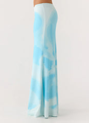 Falda Moka Maxi - Azul Floreciente