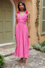 Vestido Madara Laced Back con volantes, Rosa intenso