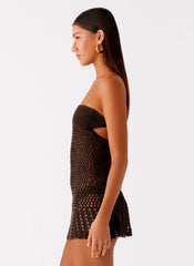 Minivestido Kaiane de croché sin tirantes - Chocolate