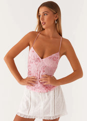 Top de tirantes de lentejuelas Kamilla - Rosa
