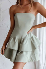Vestido Bella Donna Tomara Que Caia Com Babados Pistache