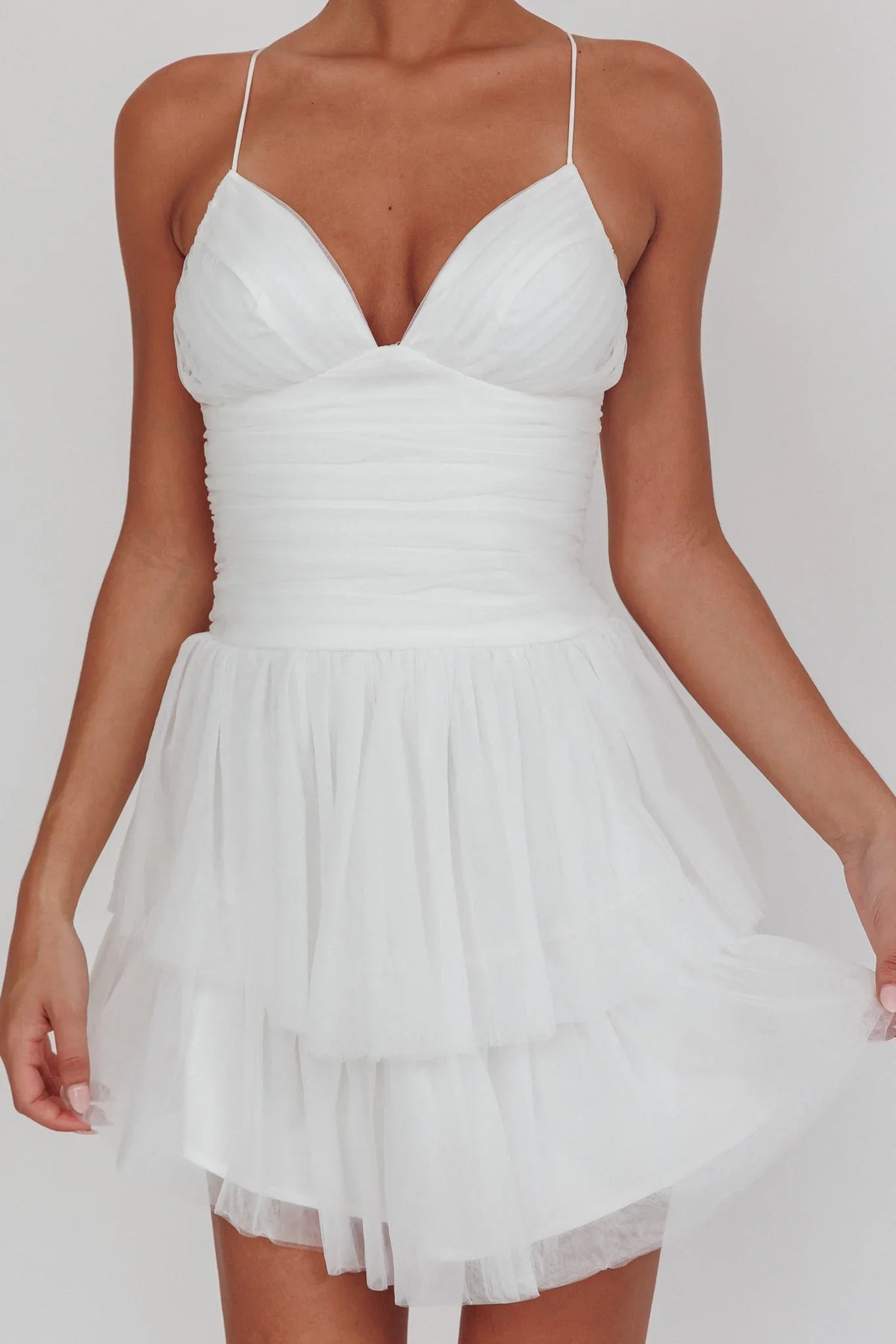 Vestido Curto de Malha Drapeado Nightingale Branco