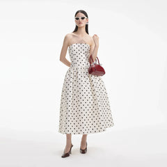 Vestido Midi de Tafetá de Poás Creme