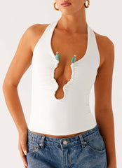 Top Diego Halter - Blanco roto