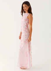 Vestido longo de gola alta Moorey - Rosa