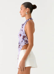 Top sin espalda Altego en capas - Floral Lila Antiguo