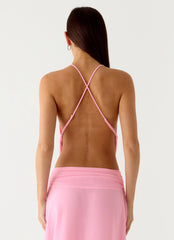 Blusa Decote Drapeado Sweet Charm - Rosa Bebê