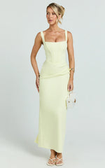 Vestido maxi Karlie - Vestido ajustado de cuello redondo en color limón