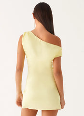 Minivestido de Cetim Heart Of Glass - Amarelo