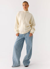 Chaqueta Davy de punto con cremallera - Marfil