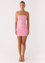 Minivestido de lentejuelas con cuentas y espalda descubierta - Rosa