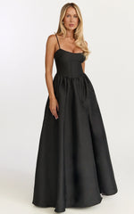 Vestido largo Louisa - Vestido con corsé deshuesado y espalda con cordones en negro