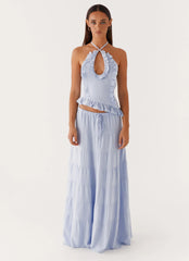 Top de lino Mariella - Azul
