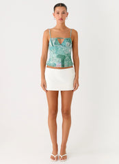 Top Nalini con escote fruncido - Paisley verde