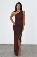 Mi vestido largo Cure color chocolate