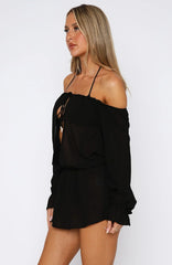 Vestido corto de manga larga Back To Shore negro
