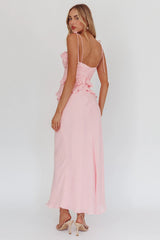 Vestido largo maxi con volantes On A Roll - Rosa