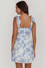 Minivestido Mykonos Morning Shoulder Azul