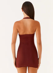 Minivestido de canalé Magda - Marrón