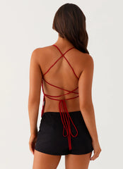 Top de tirantes Kamilla de lentejuelas - Rojo