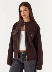 Chaqueta Biker de Ante Sintético Jeremy - Chocolate Oscuro