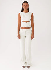 Pantalones Cyra de tiro bajo slim fit - Marfil