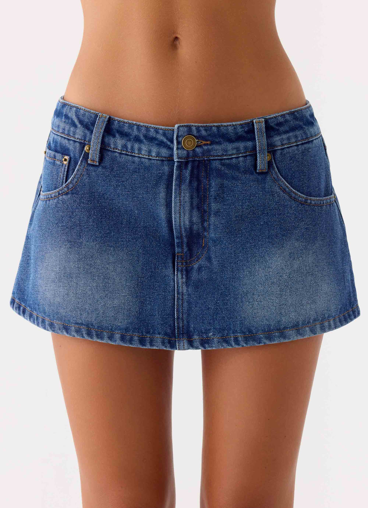 Minissaia-short Sebastian de ganga de cintura baixa - Lavagem azul