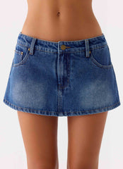 Minissaia-short Sebastian de ganga de cintura baixa - Lavagem azul