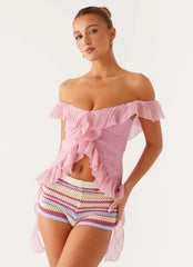Top Dylan sin hombros - Rosa