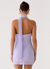 Minivestido Melisande con cuello de bufanda - Lavanda