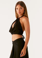 Top Calisa de cuello vuelto - Negro