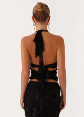 Top Radiate con cuello halter - Negro