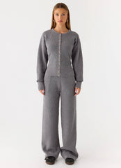 Pantalones de punto Harrison de tiro bajo - Gris jaspeado